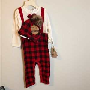 Chick Pea Red and Black Plaid Baby Set